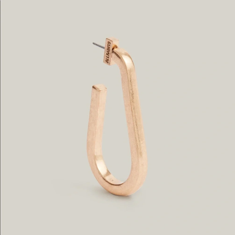 NWT All Saints Luna hoop earrings in gold brass - Picture 2 of 6
